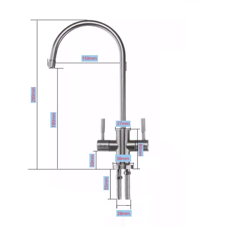 картинка Кран на мойку для питьевой воды D-GF 07 (2 входа)