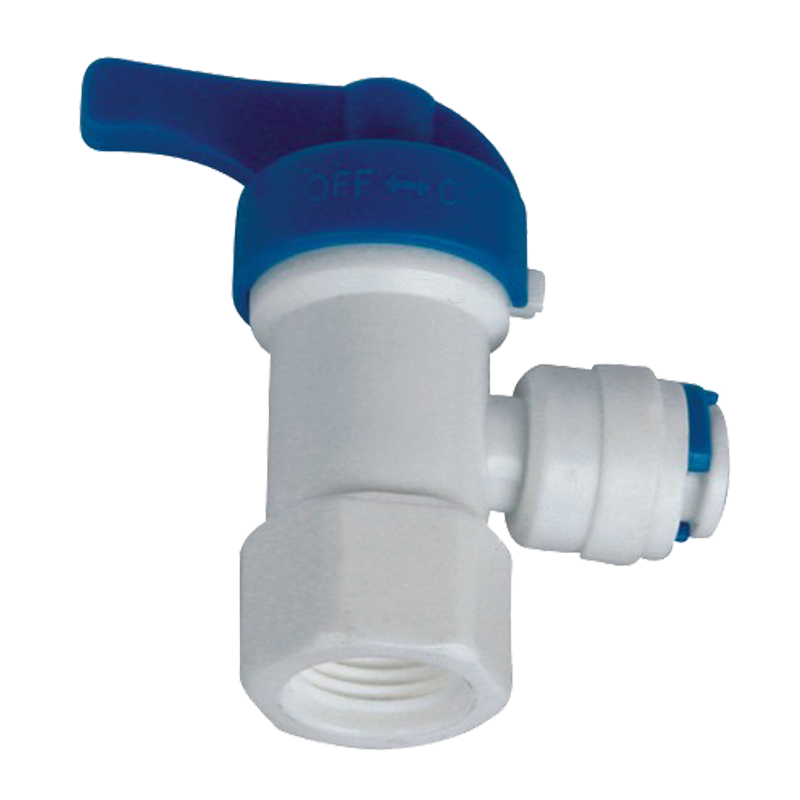 картинка Кран для пластиковой и металлической емкости угловой QT-01A 1/4"трубка(f) х 1/4"резьба(f) комплект 5 шт. 