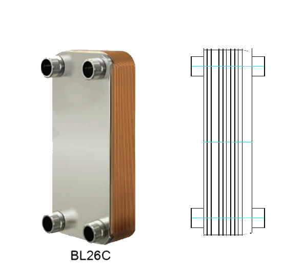 картинка Теплообменник паяный Ditreex BL26C-50D/2 (двухстороннее подключение)