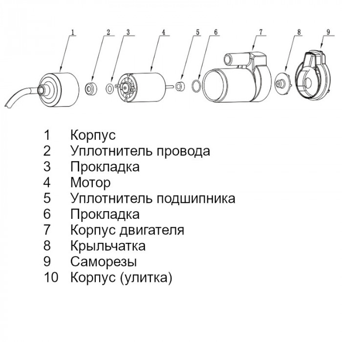 картинка Погружной насос SFSP1-L016-01 (12VDC, 2,8A, 0,6 бар, 16 л/м)