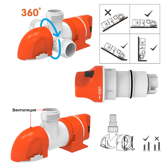 картинка Осушительный насос низкопрофильный SFBP1-G800-14A (12VDC, 3,2A, 50 л/м)