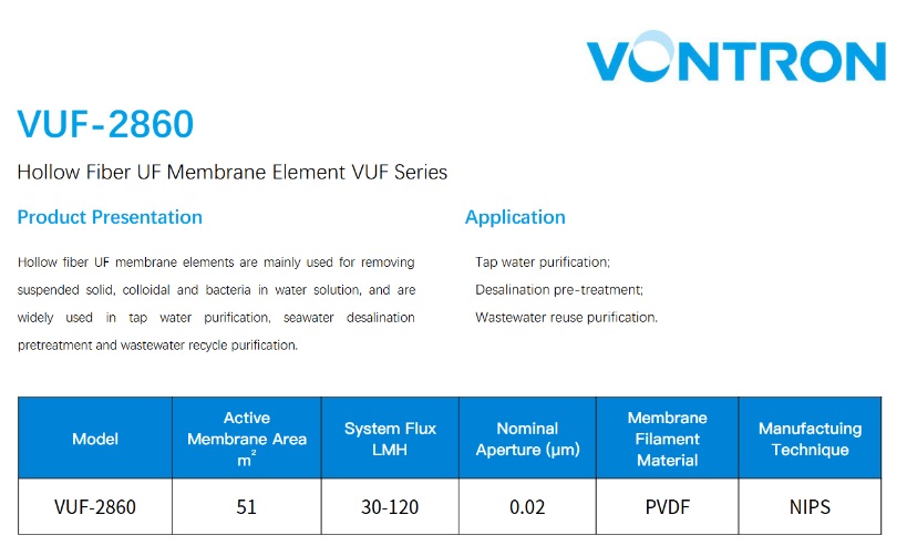 картинка Ультрафильтрационная мембрана VONTRON серия VUF-2860